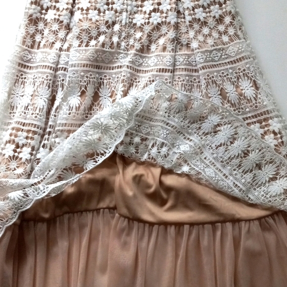 FRANCESAS White Nude DRESS Tulle Lace Skaters Size Medium - Picture 7 of 9